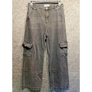 SONG Jeans Wide Leg Black Denim Relaxed Women 11/30 Skater Grunge Cargo